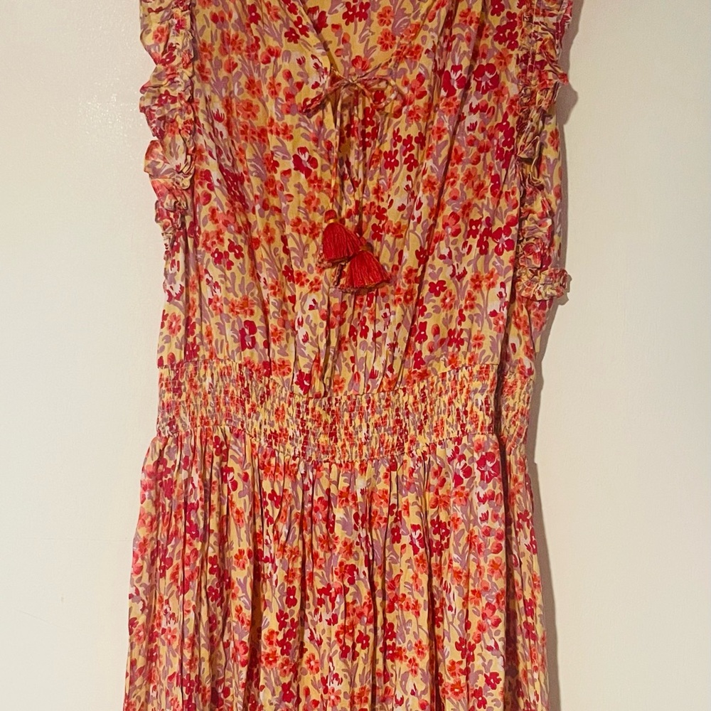 Poupette St Barth Floral Ruffle Dress with Tassel